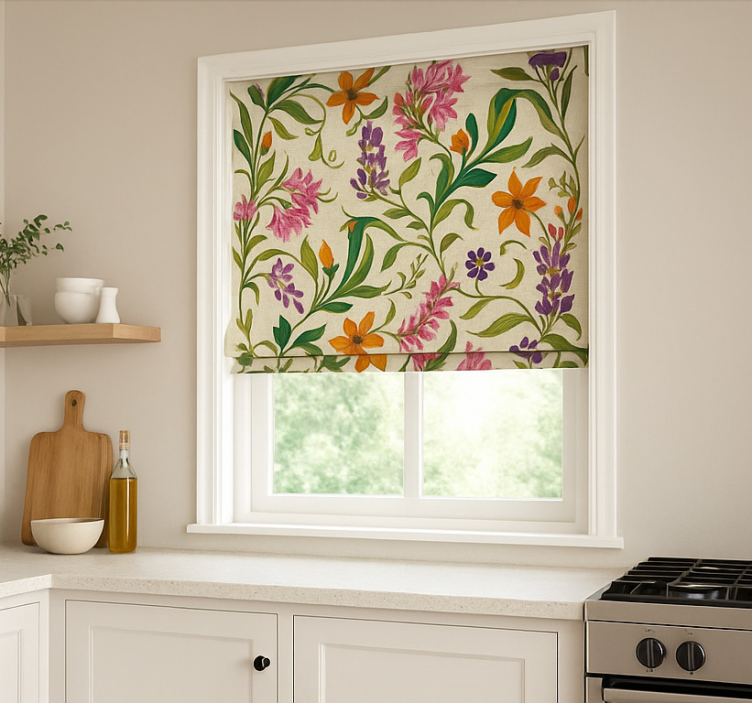 Ornate Floral Vines blind kitchen - TenStickers