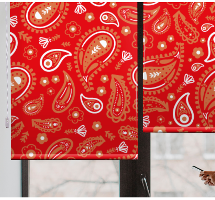 Red paisley pattern floral roller blind - TenStickers