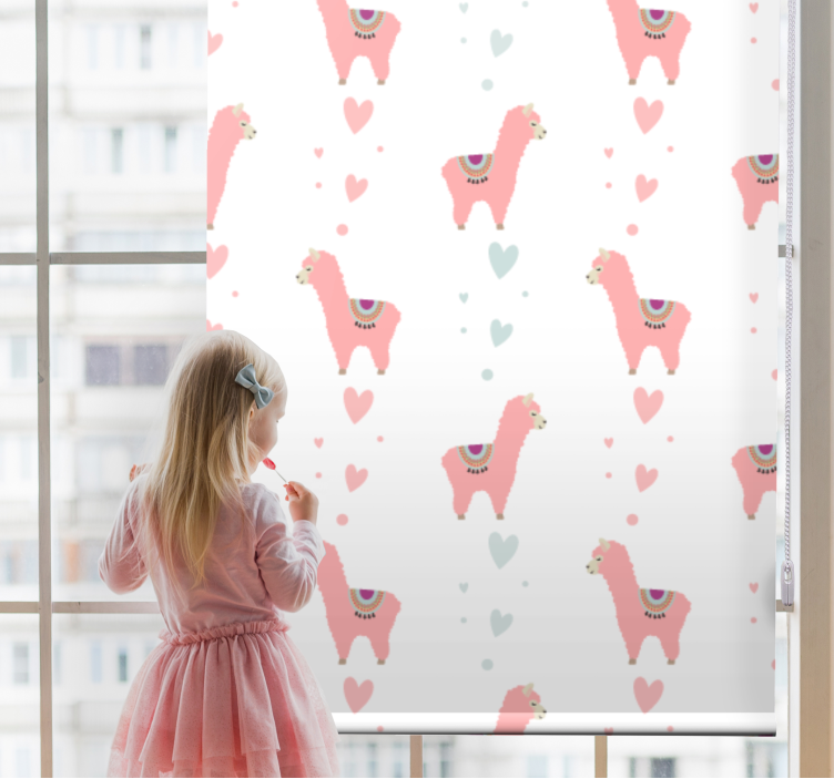Pink lama pattern Childrens blind - TenStickers