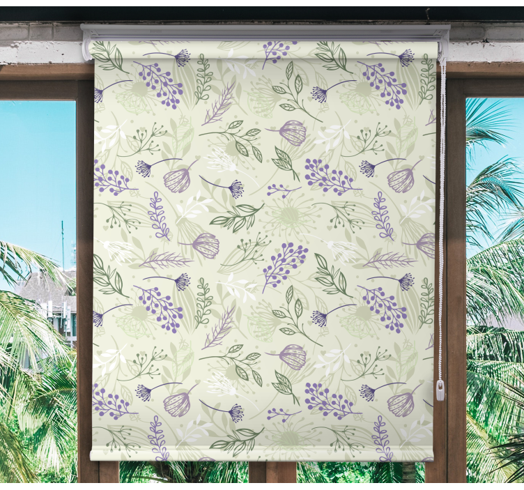 Purple flowers on green background blind - TenStickers