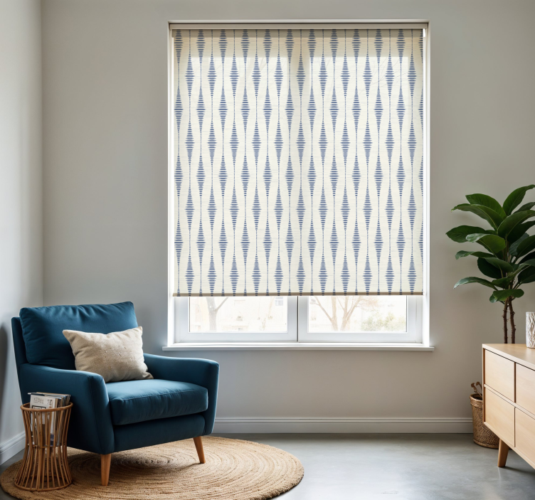 "Rabaul Ikat" blue and beige living room blind - TenStickers