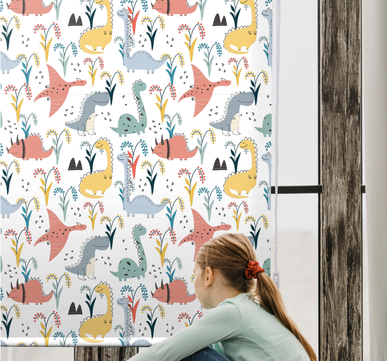 Scandinavian colorful pattern dinosaur blind - TenStickers