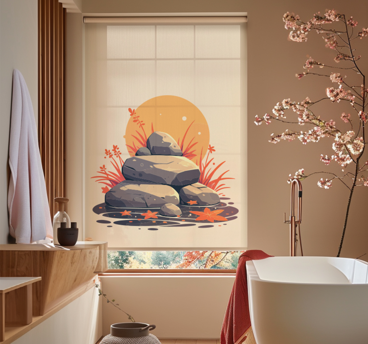 Stones on water bathroom blind - TenStickers