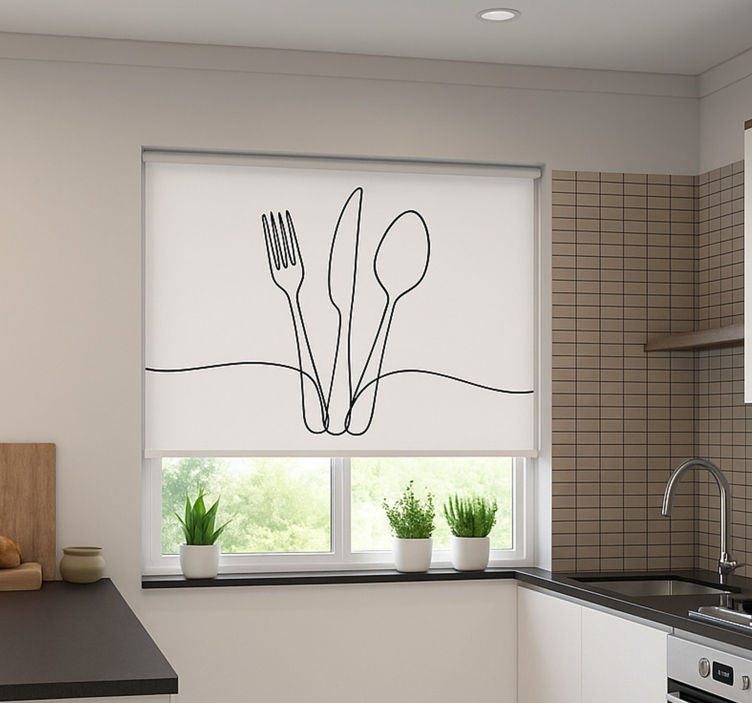 Stylish lines of utensils blind kitchen - TenStickers