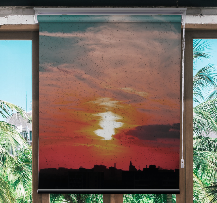 Sunset Over City cloud roller blind - TenStickers