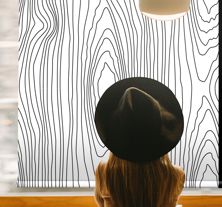 Black and white wood lines pattern roller blind - TenStickers