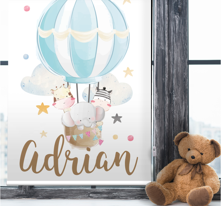 Animals on balloon with stars and clouds blind - TenStickers