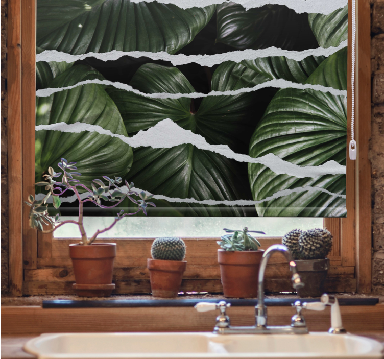 Torn leaf patterns blind kitchen - TenStickers