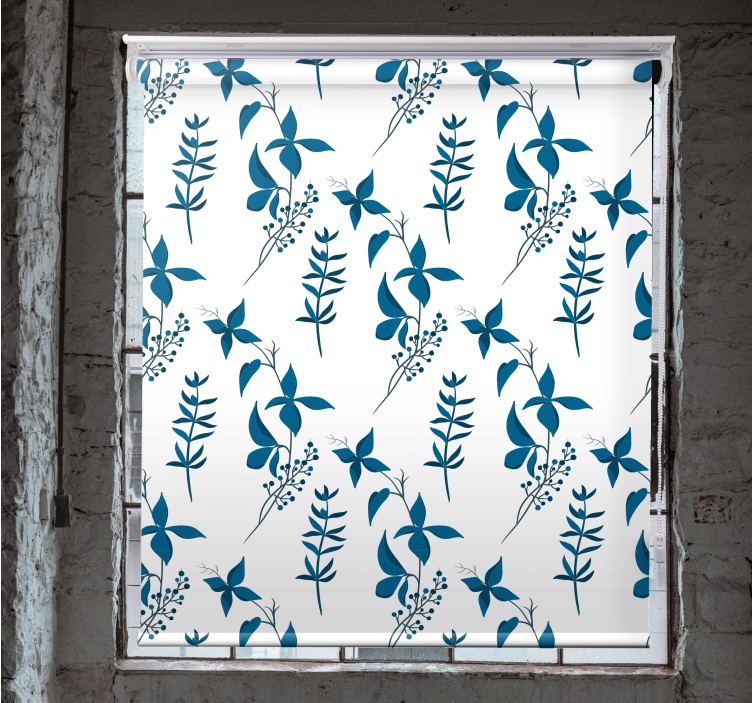 Minimalistic blue tropical pattern blind flowers and plants - TenStickers