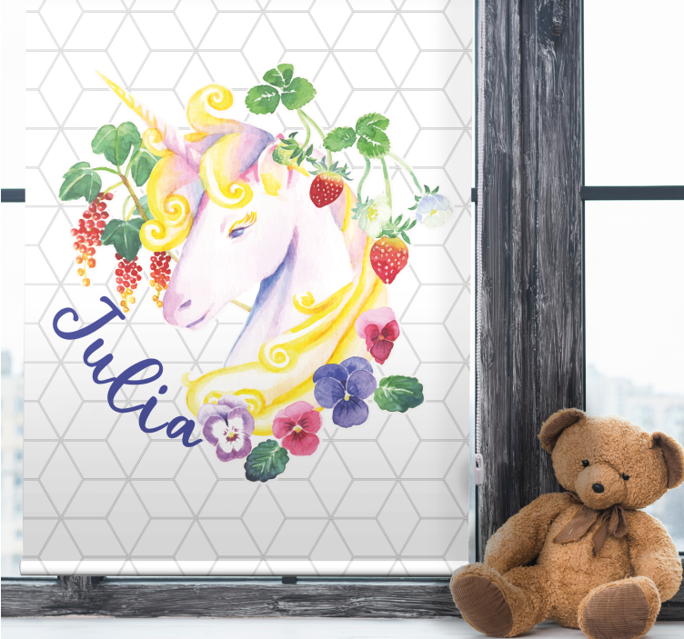Floral unicorn with name blind children - TenStickers