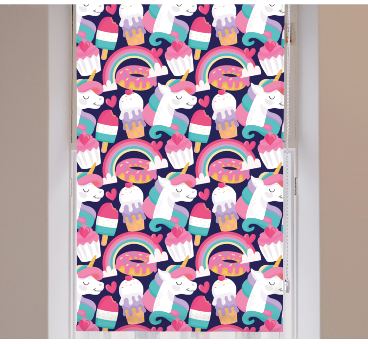 Unicorn ice cream and rainbow Childrens blind - TenStickers