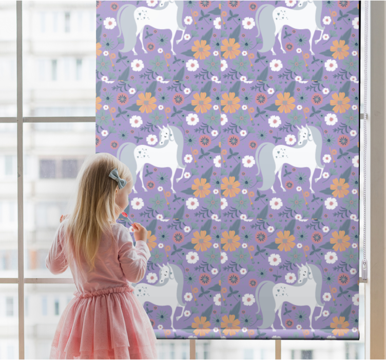 Purple unicorns and flowers blind children - TenStickers