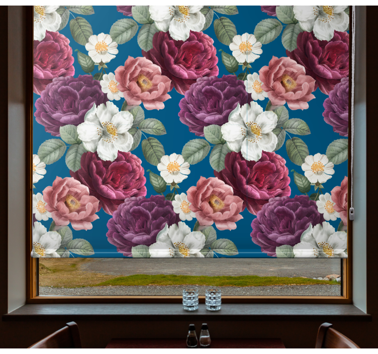 Vibrant Rose Arrangement floral roller blind - TenStickers
