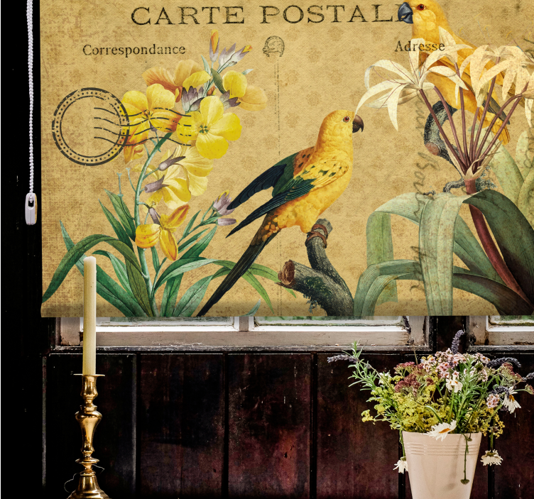 Vintage Bird Floral blind flowers and plants - TenStickers