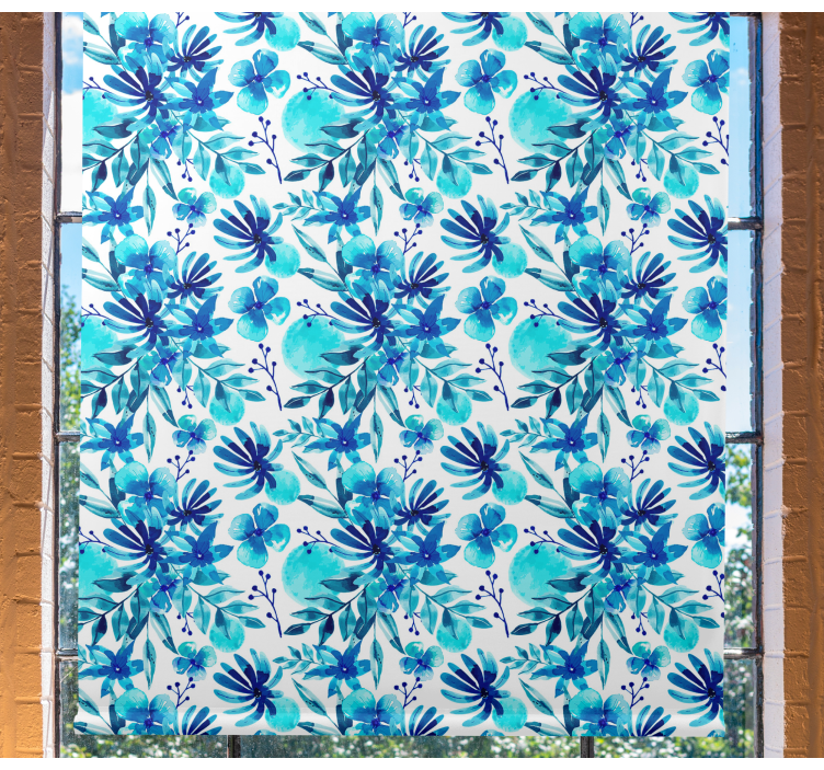 Vivid blue theme blind flowers and plants - TenStickers