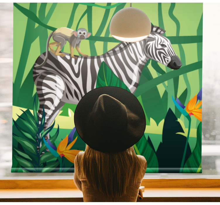 Zebra With Monkey animals blind - TenStickers