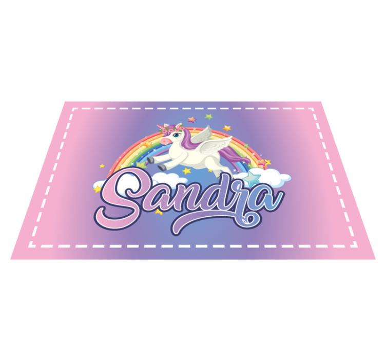 Customised name cute unicorn  and rainbow kids placemat - TenStickers