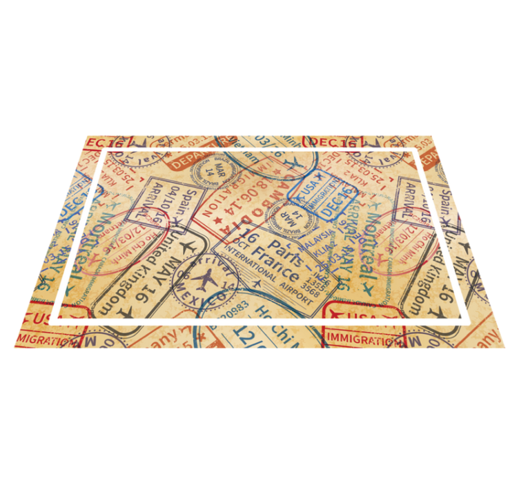 Textured placemats passport stamp design - TenStickers