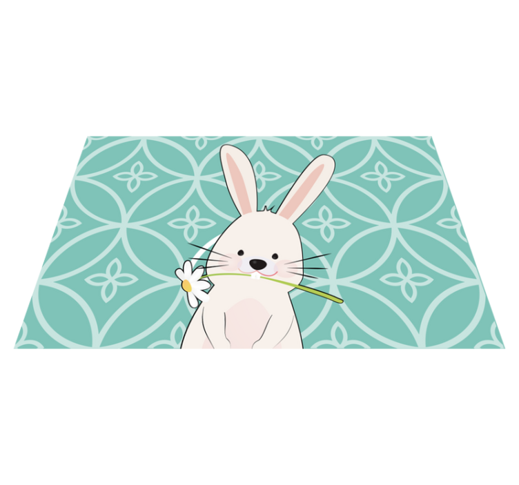 Children placemats cute bunny with flower design - TenStickers