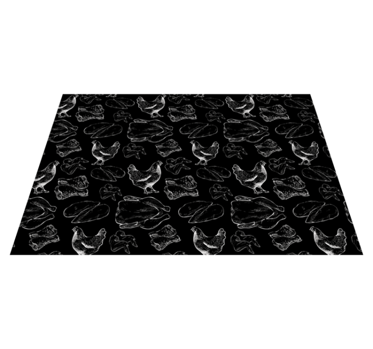 Black and white fried chicken original placemat - TenStickers