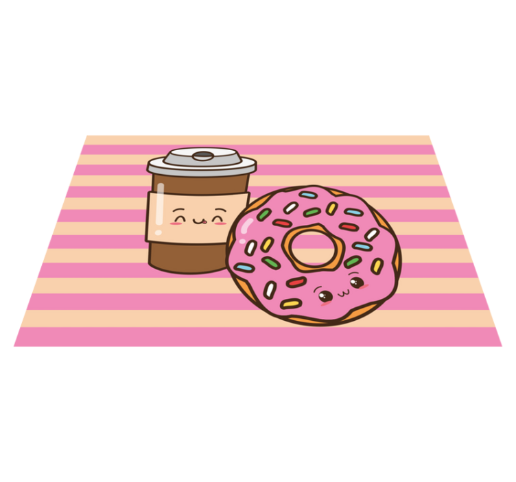 Pink donut and coffee original placemats - TenStickers