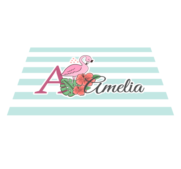 Children placemats flamingo monogram amelia - TenStickers