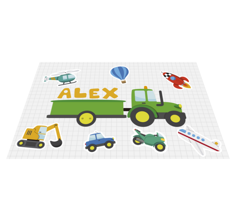 different cartoon transport Personalised placemats - TenStickers