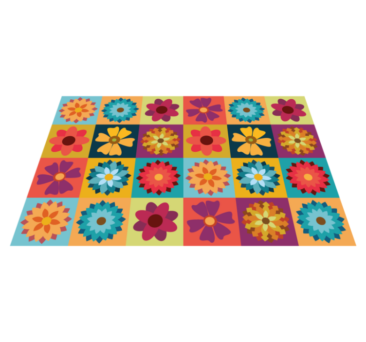 colored flower tiles modern placemats - TenStickers