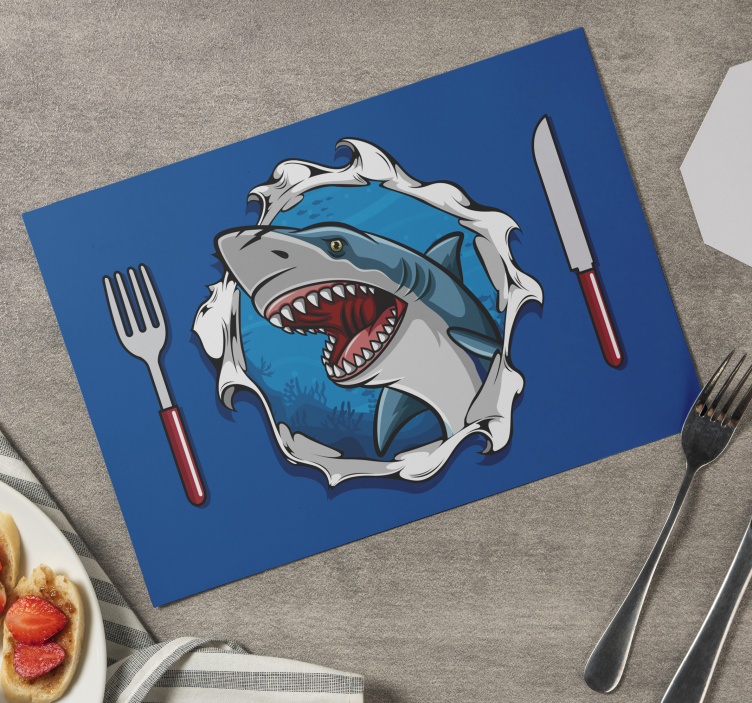 Big shark 3D fish placemats - TenStickers