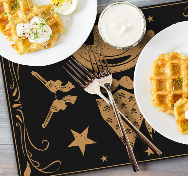 Cowboy hat, bandanna and revolvers placemats - TenStickers