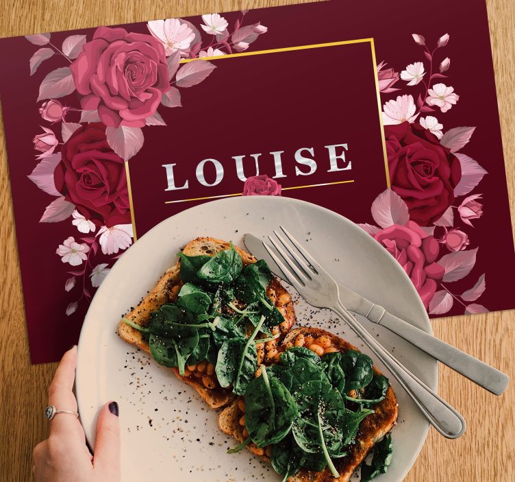 Customisable with roses name placemats - TenStickers