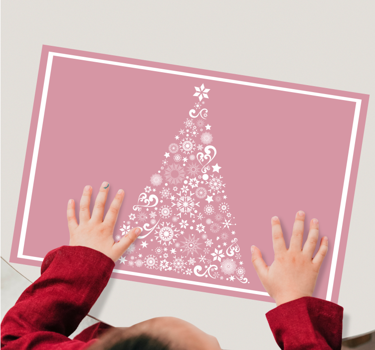 Festive tree on pink Christmas placemats - TenStickers