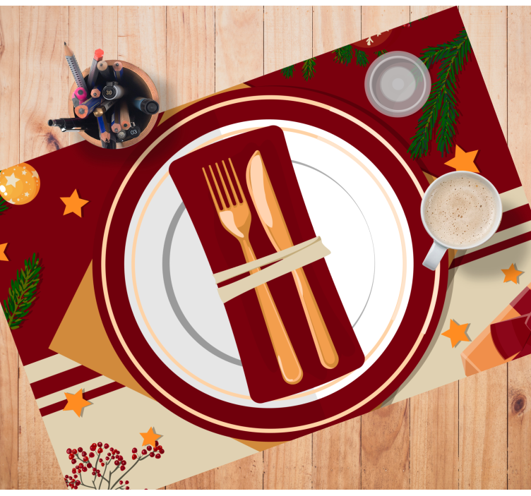 Holiday plates and cutlery Christmas placemats - TenStickers
