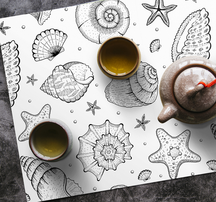 Marine life and seashells sea life placemats - TenStickers