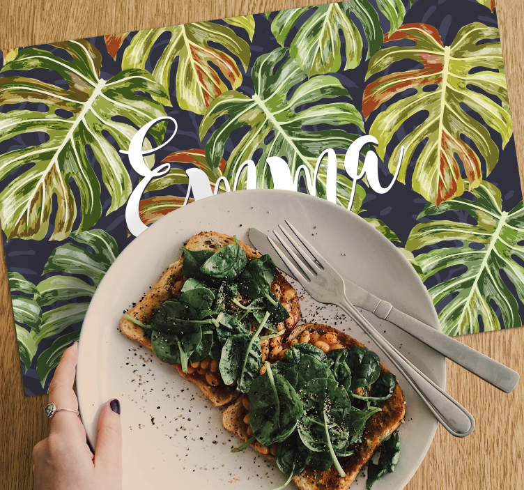 Personalised monstera floral placemats - TenStickers