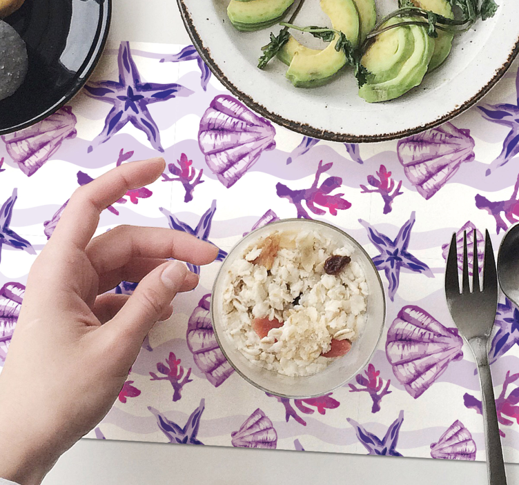 Purple Seashell and Starfish seashell placemats - TenStickers