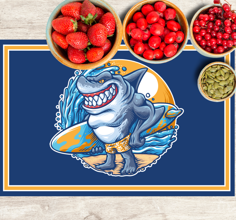 Surfboard shark cartoon  original placemats - TenStickers