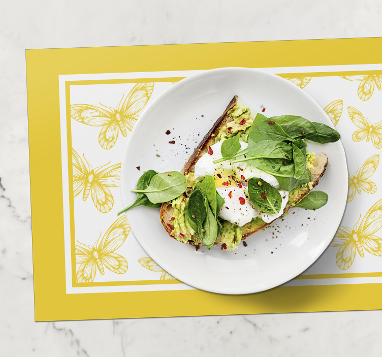 Yellow butterflies elegant placemats - TenStickers