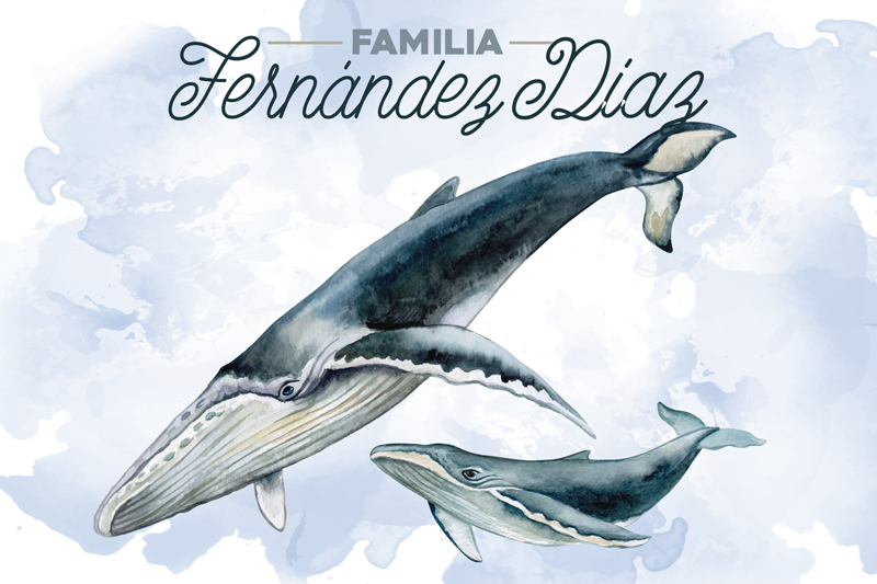 Personalised placemats whale family design - TenStickers