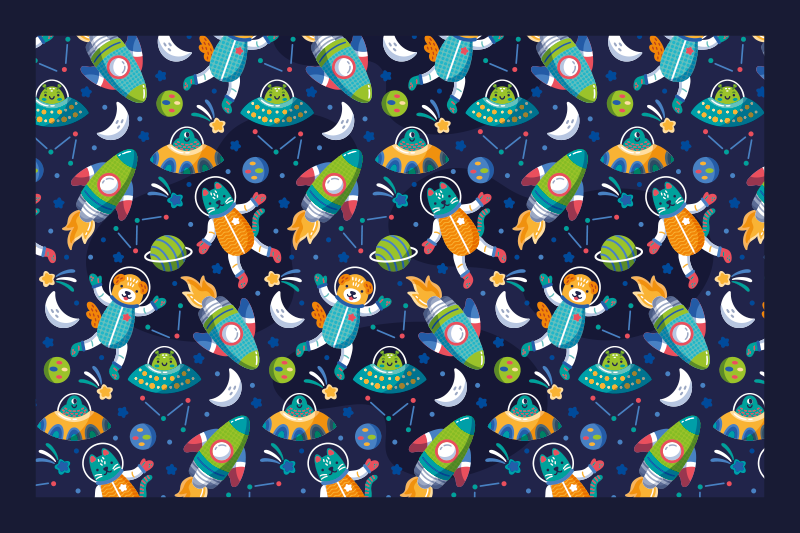 Children placemats colorful space adventure - TenStickers