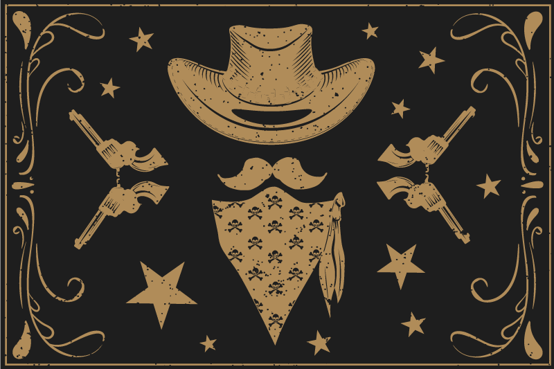 Cowboy hat, bandanna and revolvers placemats - TenStickers
