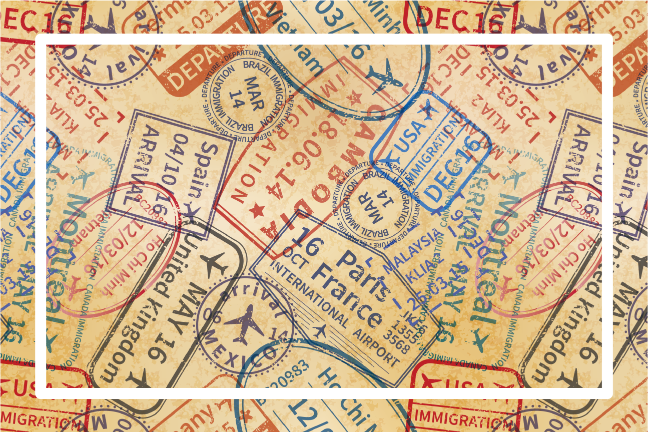 Textured placemats passport stamp design - TenStickers