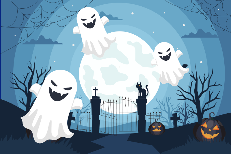 Halloween placemats whimsical ghost design - TenStickers