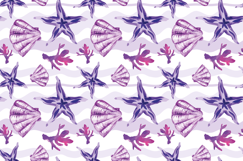 Purple Seashell and Starfish seashell placemats - TenStickers