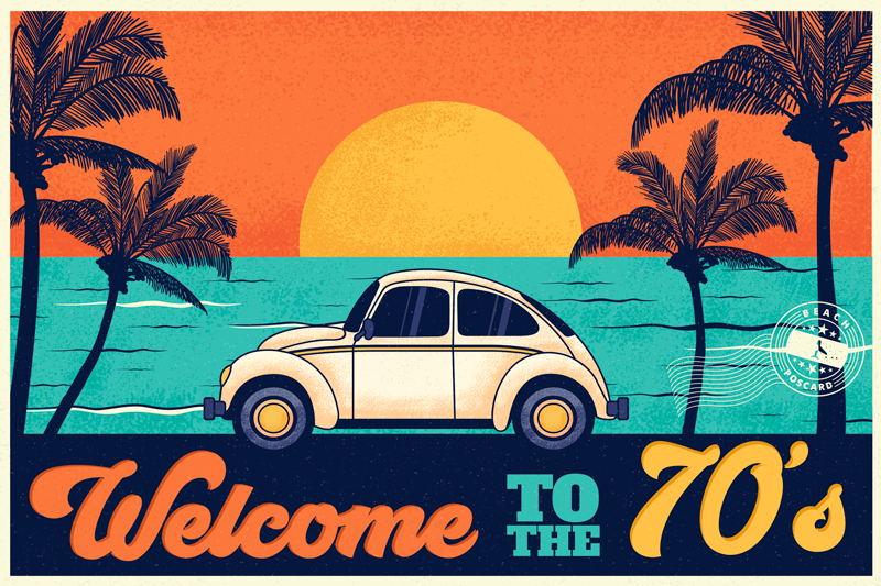 Elegant placemats retro 70s beach vibe - TenStickers
