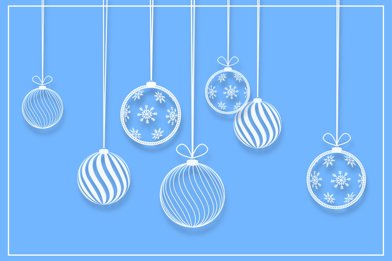 Christmas placemats with hanging holiday ornaments - TenStickers