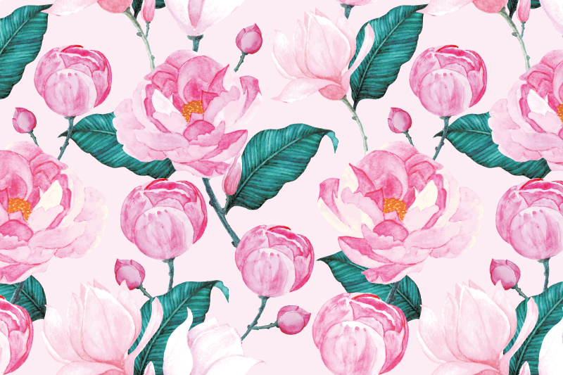 Pink Floral Pattern original placemats - TenStickers