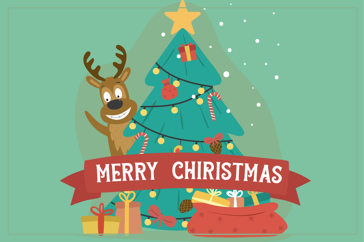 Christmas placemats cheerful holiday tree - TenStickers