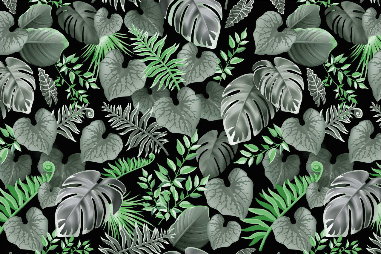 Textured placemats green leaf designs - TenStickers