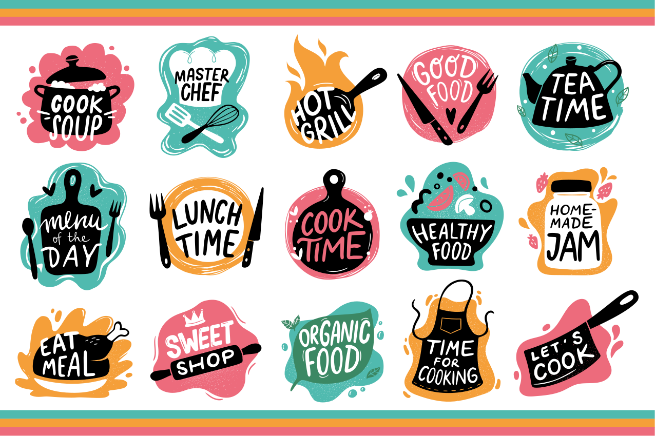 Cooking food kitchen badge logos home placemat - TenStickers